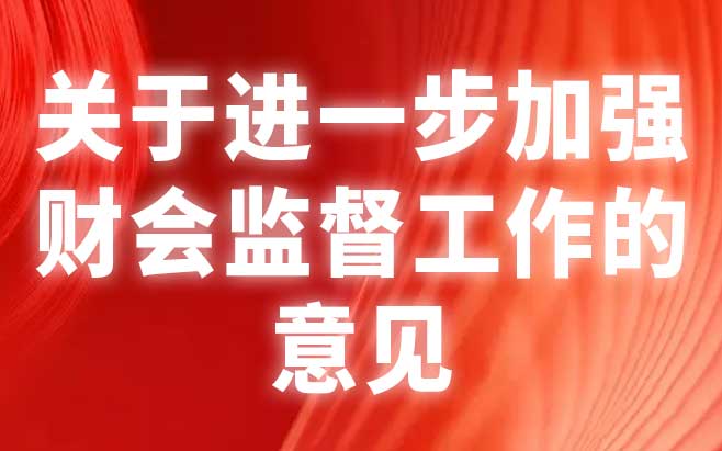 关于进一步加强财会监督工作的意见 关于进一步加强财会监督工作的意见