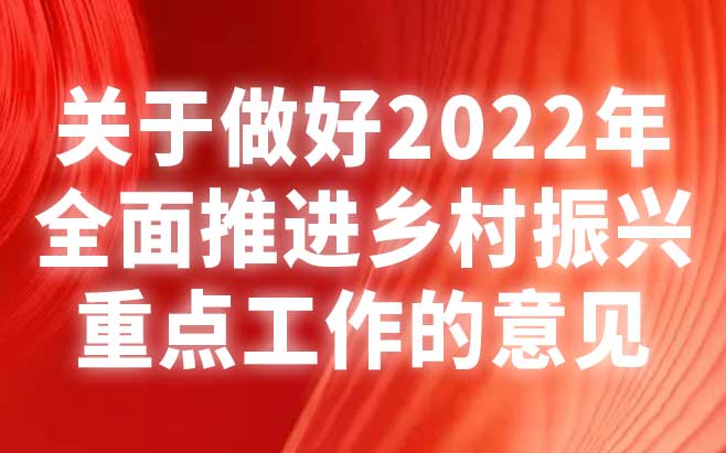 关于做好2022年全面推进乡村振兴重点工作的意见